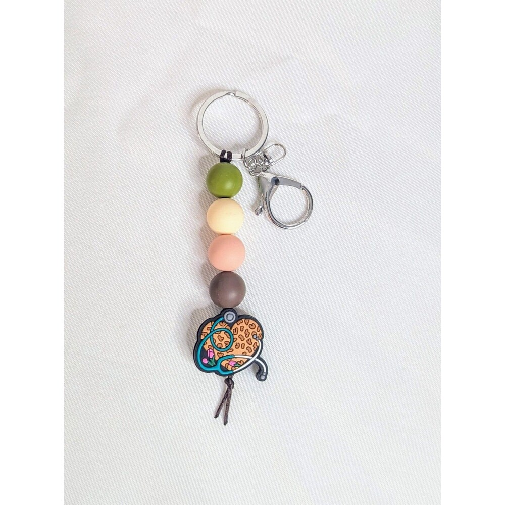 Handmade Silicone Bead Keychain/Bag Charm - Stethoscope